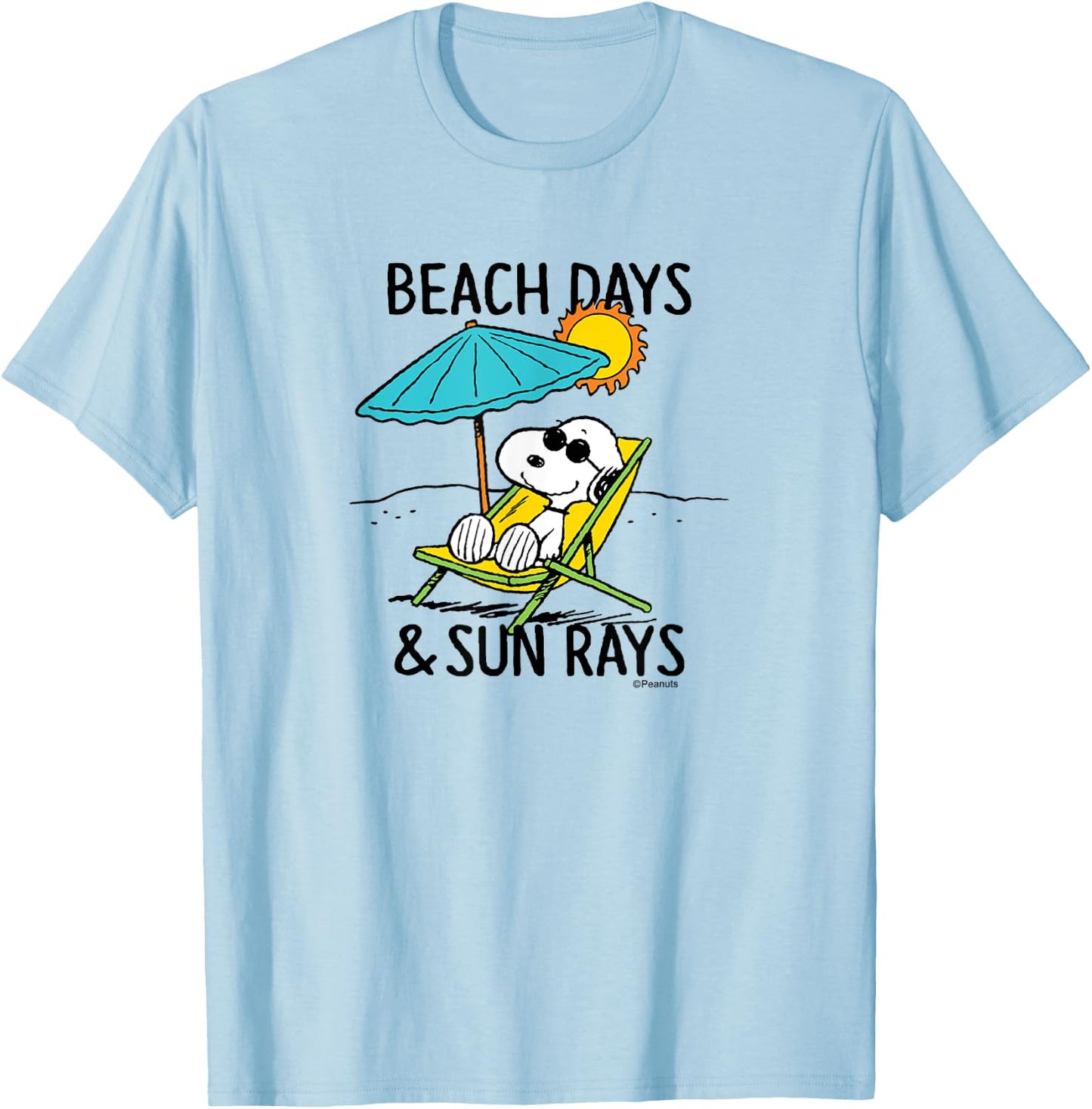 Peanuts - Snoopy Beach Days Sun Rays T-Shirt - T-Shirt | Light Blue