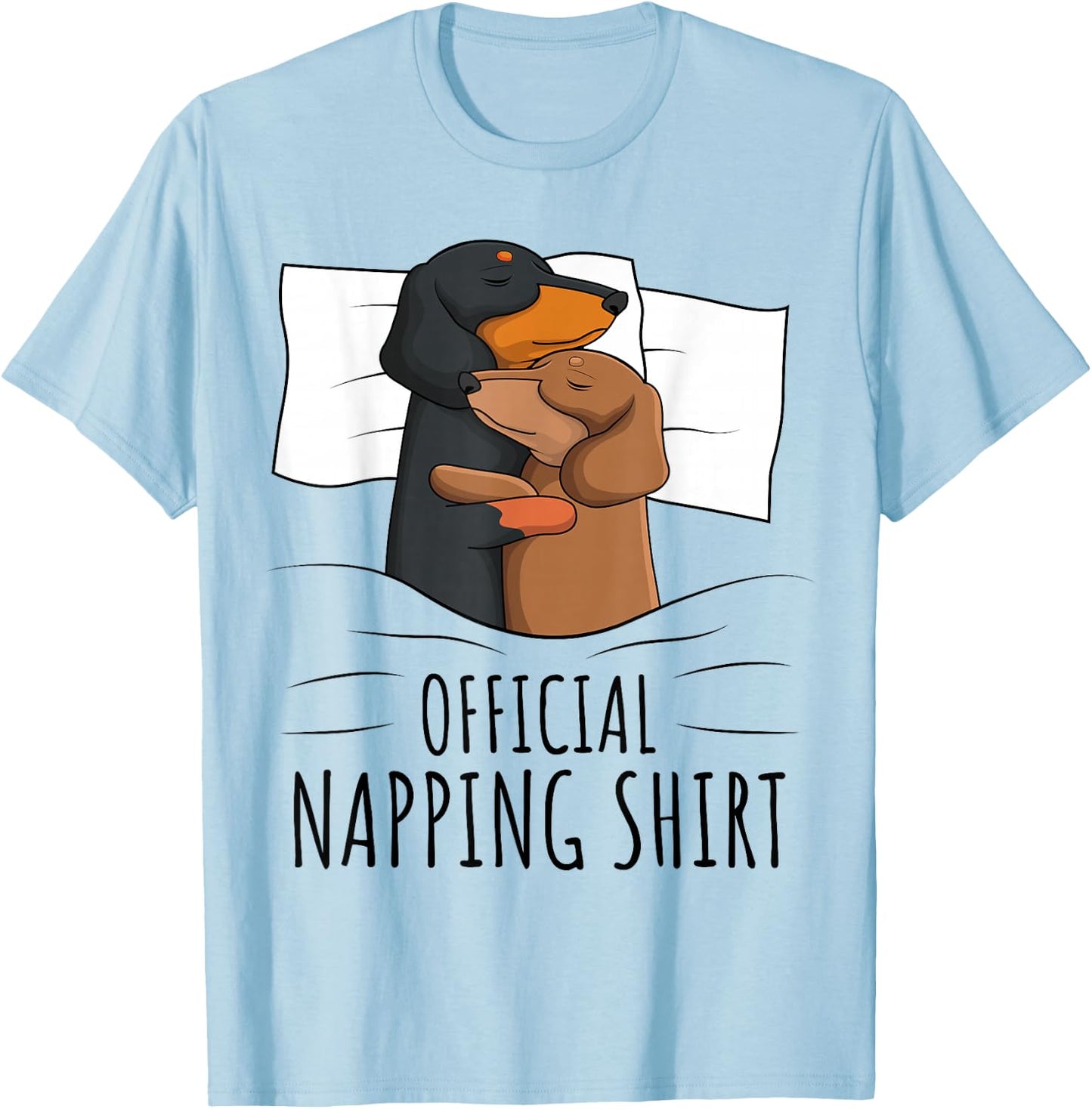Sleeping Dachshund Dog Lover Weiner Dog Official Napping T-Shirt - T-Shirt | Light Blue