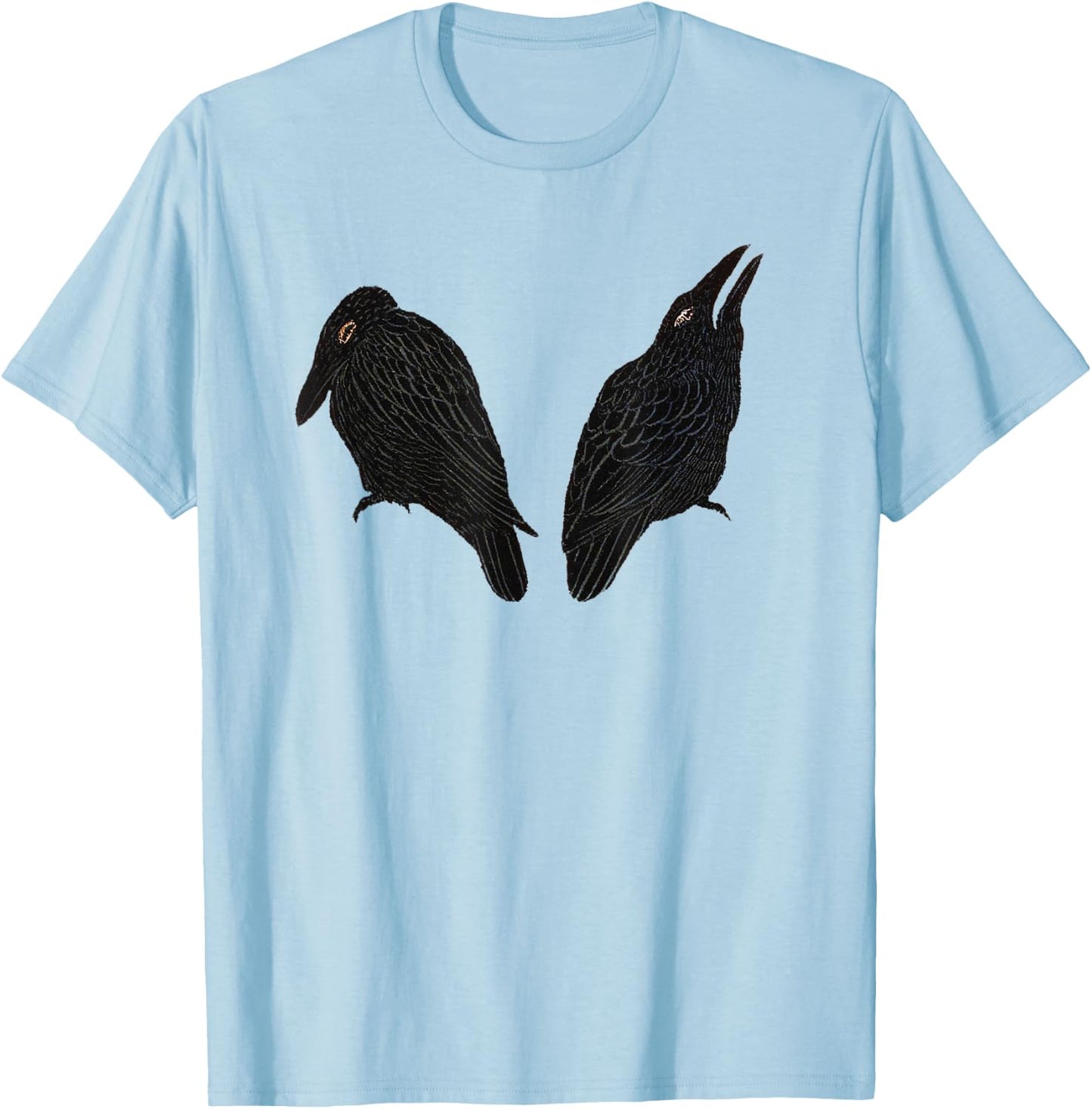 Vintage Crow & Raven Bird Illustration T-Shirt - T-Shirt | Light Blue