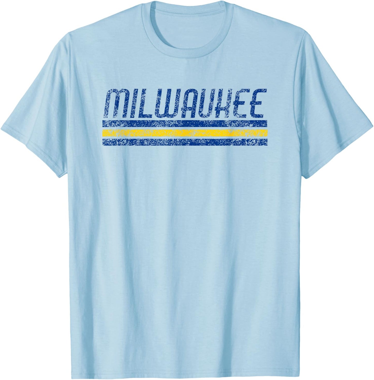 Milwaukee Wisconsin Retro Vintage Weathered Throwback T-Shirt - T-Shirt | Light Blue
