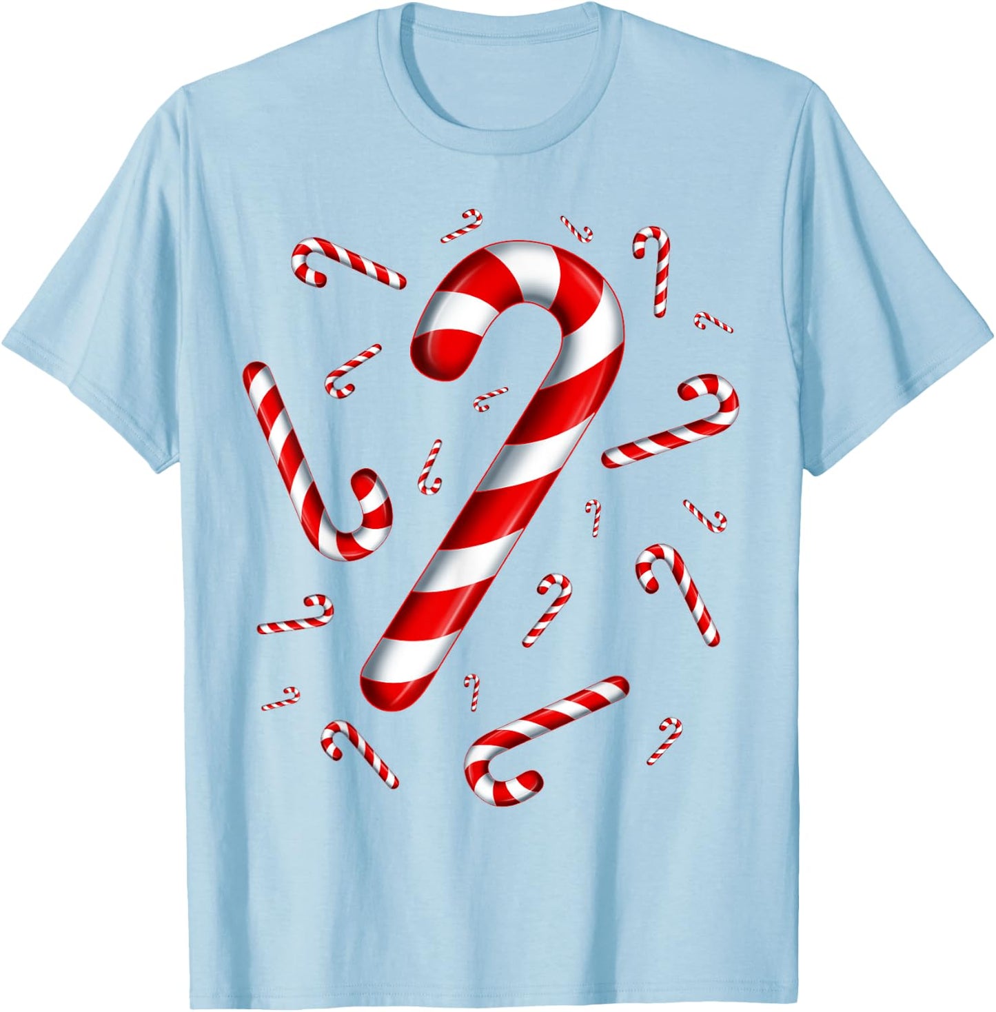 Christmas Flying Candy Cane Lover Taster Red and White Woman T-Shirt - T-Shirt | Light Blue