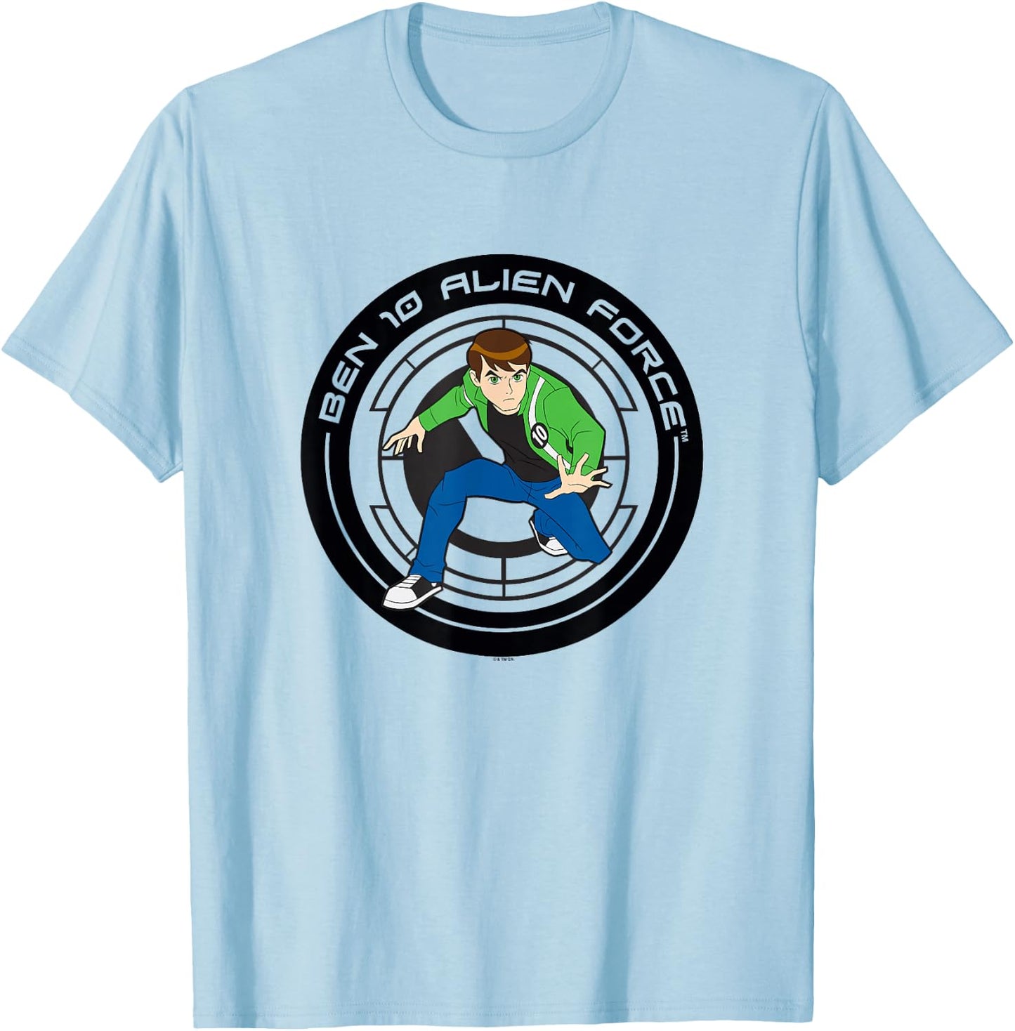 Ben 10: Alien Force Ben Tennyson Hero Pose Logo T-Shirt - T-Shirt | Light Blue
