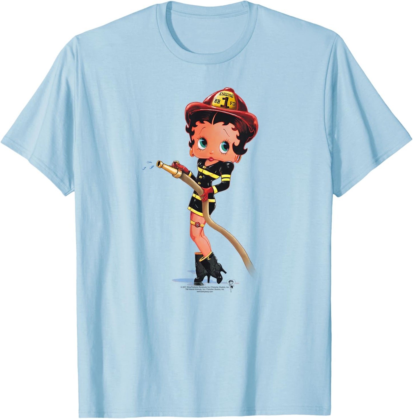 Betty Boop Firefighter T-Shirt - T-Shirt | Light Blue