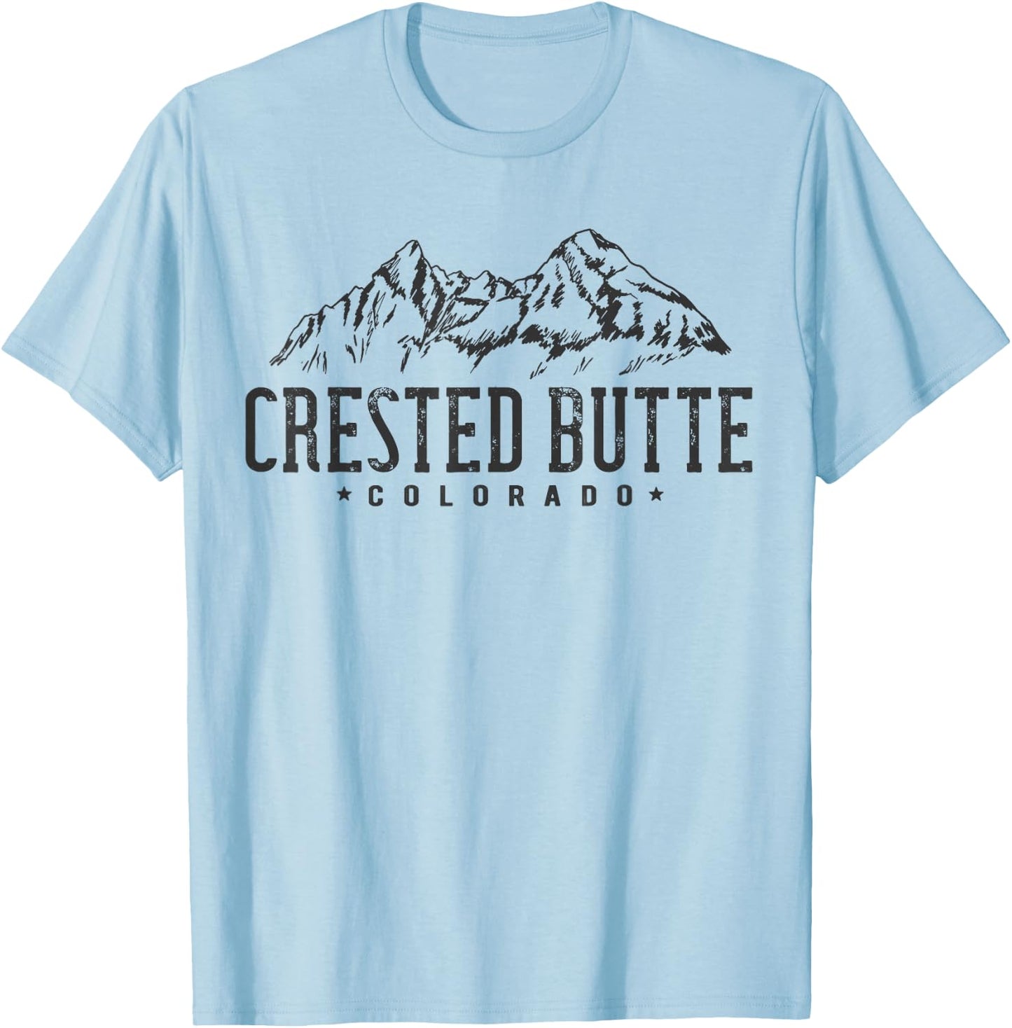 Crested Butte Mountain Colorado T-Shirt - T-Shirt | Light Blue