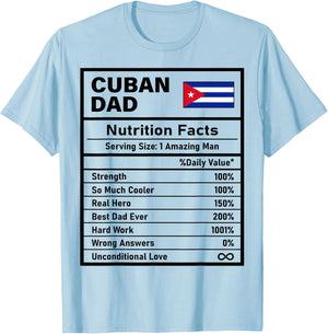 Cuban Dad Nutrition Facts Father's Day National Heritage T-Shirt - T-Shirt | Light Blue