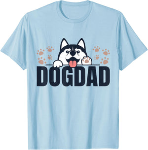 Dog Dad | Husky Lovers Shirts | Huskies Funny Husky T-Shirt - T-Shirt | Light Blue