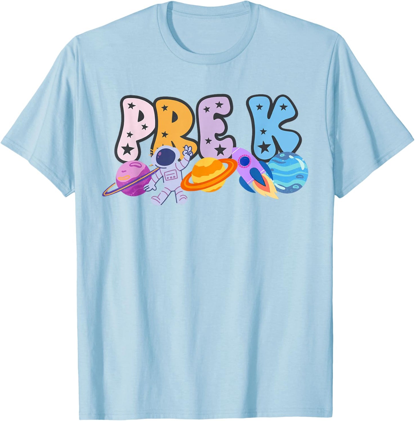 Pre K Grade Outer Space Solar System Planet T-Shirt - T-Shirt | Light Blue
