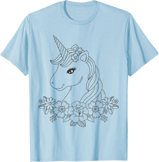 Cute unicorn to paint and color in for children T-Shirt - T-Shirt | Light Blue