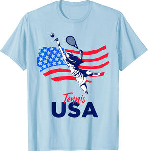 Tennis in The USA Support The Team Shirt USA Plays Tennis T-Shirt - T-Shirt | Light Blue
