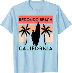 Redondo Beach California Surf Summer Vacation Vintage T-Shirt - T-Shirt | Light Blue