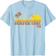 Vintage Surfer Girl Surfing Beach Retro Sunset Surf 70s Gift T-Shirt - T-Shirt | Light Blue