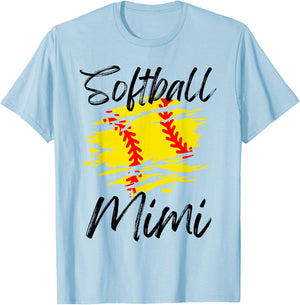 Softball Mimi Funny Ball Mom Softball Mimi Cute T-Shirt - T-Shirt | Light Blue