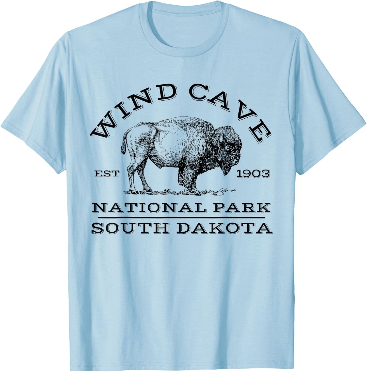 Wind Cave National Park Buffalo South Dakota Hike Outdoors T-Shirt - T-Shirt | Light Blue
