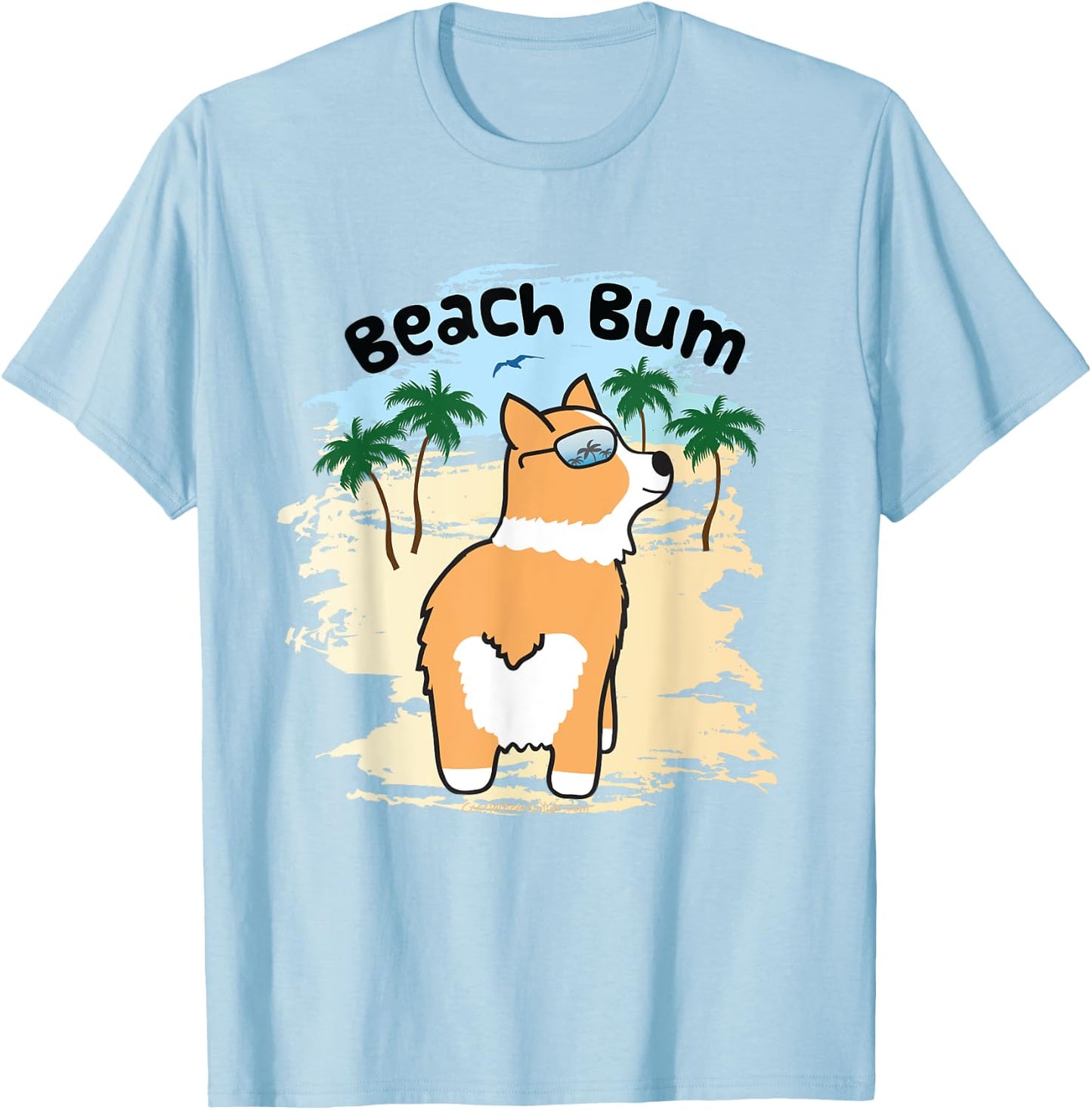Funny Corgi Dog Beach Bum T Shirt Women T-Shirt - T-Shirt | Light Blue