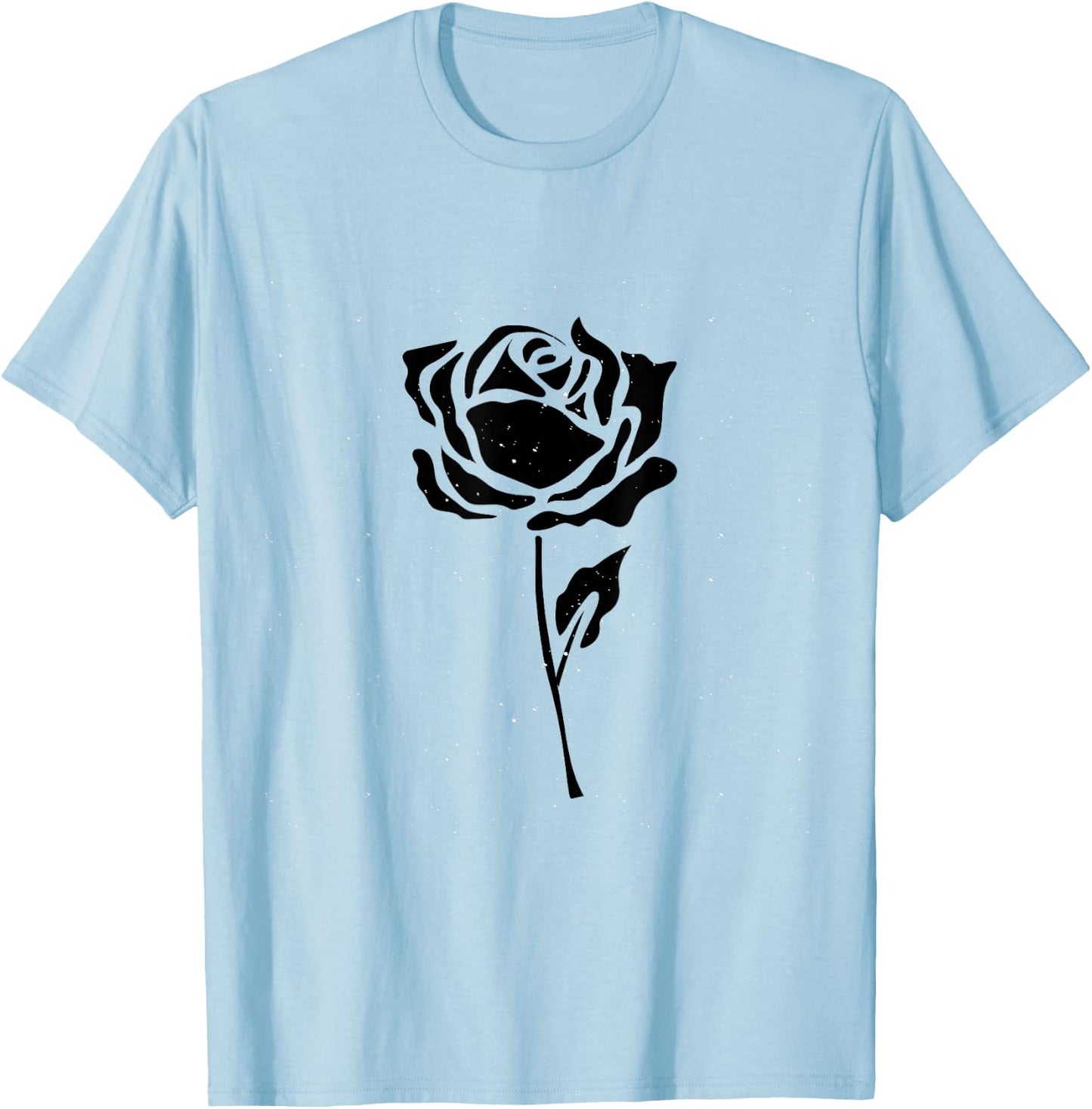 Vintage Black Flower Rose Design White T-Shirt - T-Shirt | Light Blue