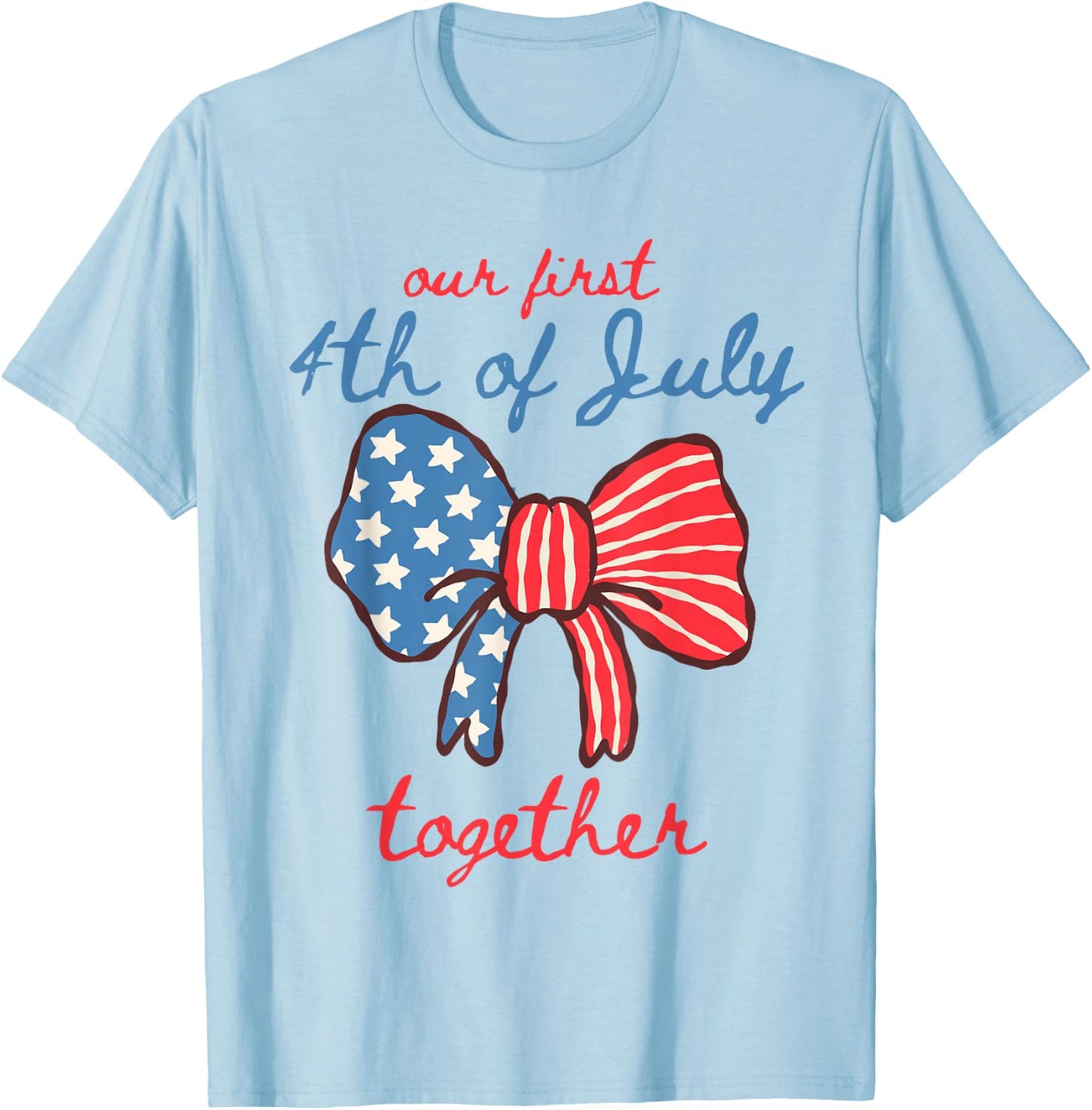 Our First 4th of July Together Cute Bow USA Couples Matching T-Shirt - T-Shirt | Light Blue