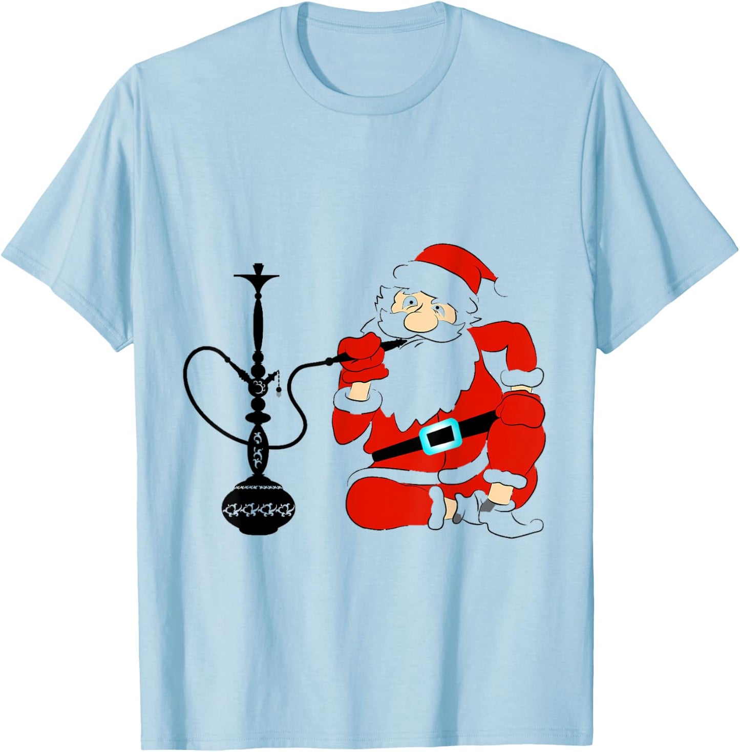 Santa Claus Smoking Hookah T-Shirt - T-Shirt | Light Blue
