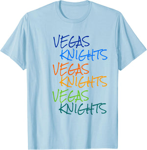 Vegas Knights VGK Colorful Rainbow /Youth T-Shirt - T-Shirt | Light Blue