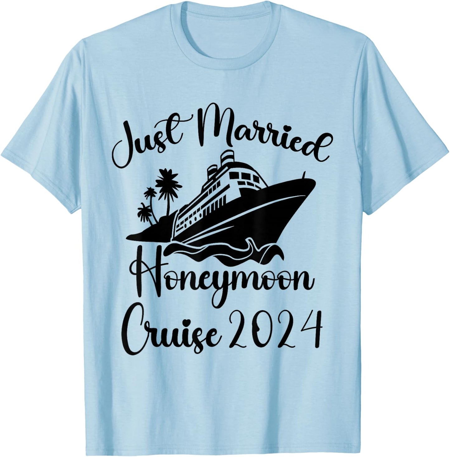 Just Married 2024 Wedding Rings Matching Couple Newlyweds T-Shirt - T-Shirt | Light Blue