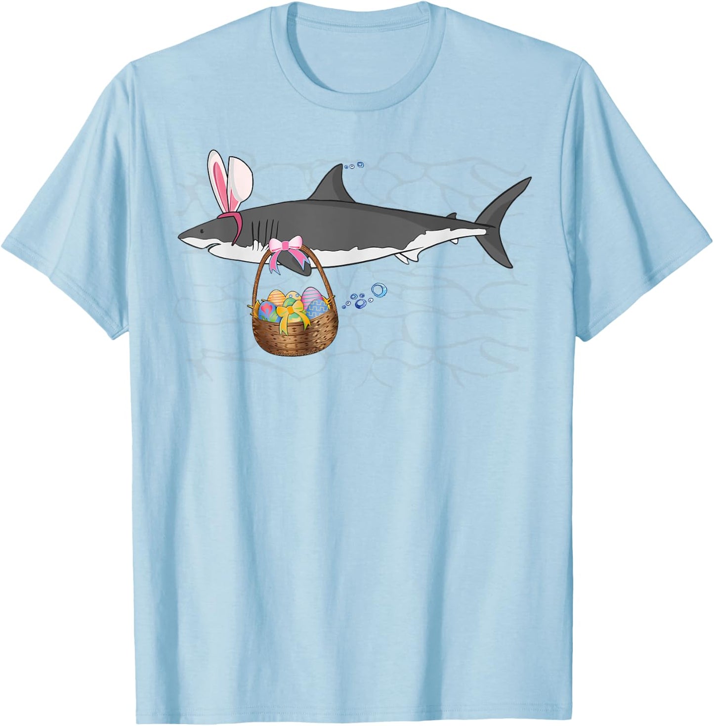 Funny Shark with Easter Basket and Bunny Ears Easter T-Shirt - T-Shirt | Light Blue