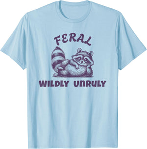 Live It Designs Cute Feral Raccoon - Wildly Wild & Unruly Untamed -Adults Kids T-Shirt - T-Shirt | Light Blue