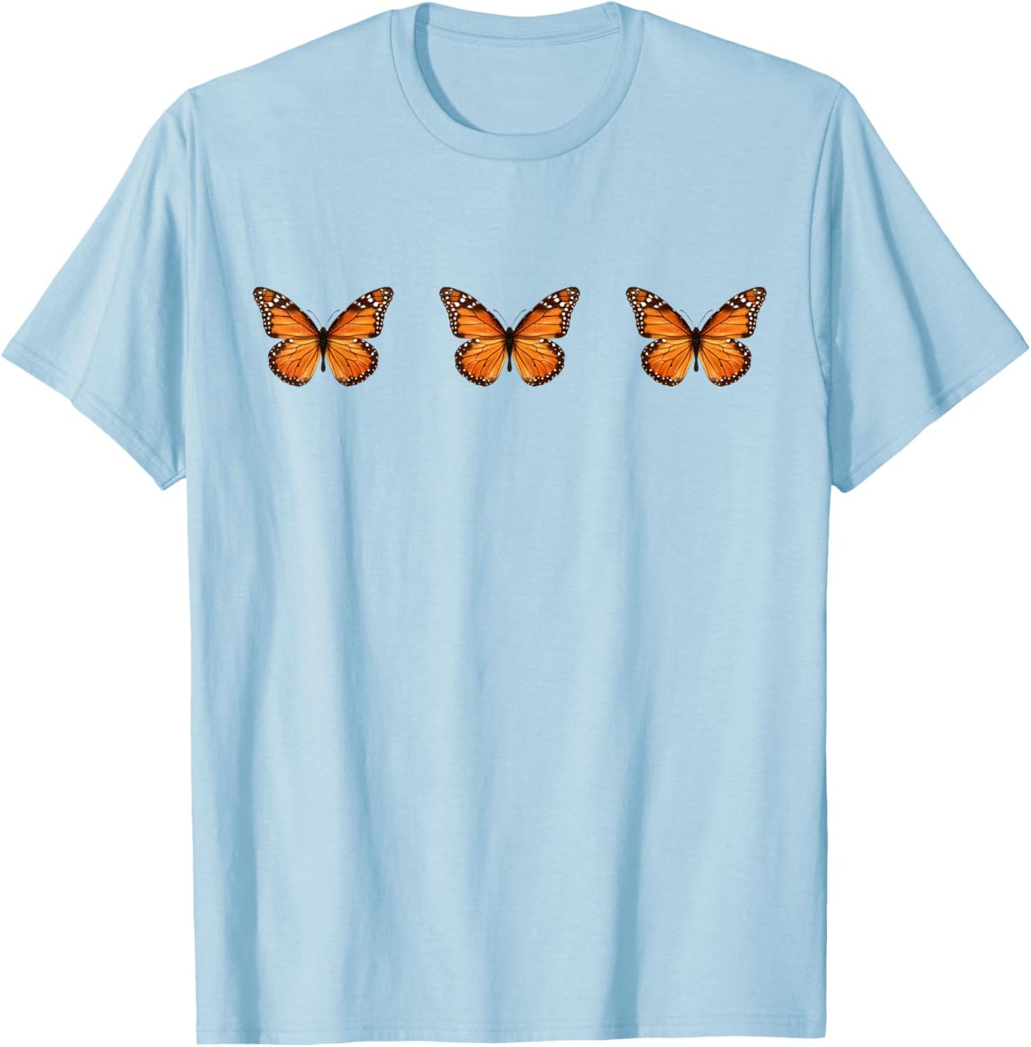 Aesthetic Monarch Butterflys - Butterfly Soft Grunge T-Shirt - T-Shirt | Light Blue