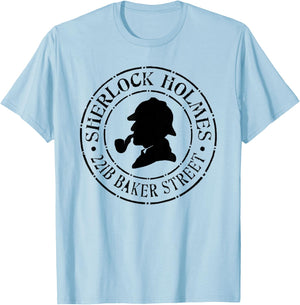 Sherlock Holmes Quotes 221B Baker St. British Detective T-Shirt - T-Shirt | Light Blue
