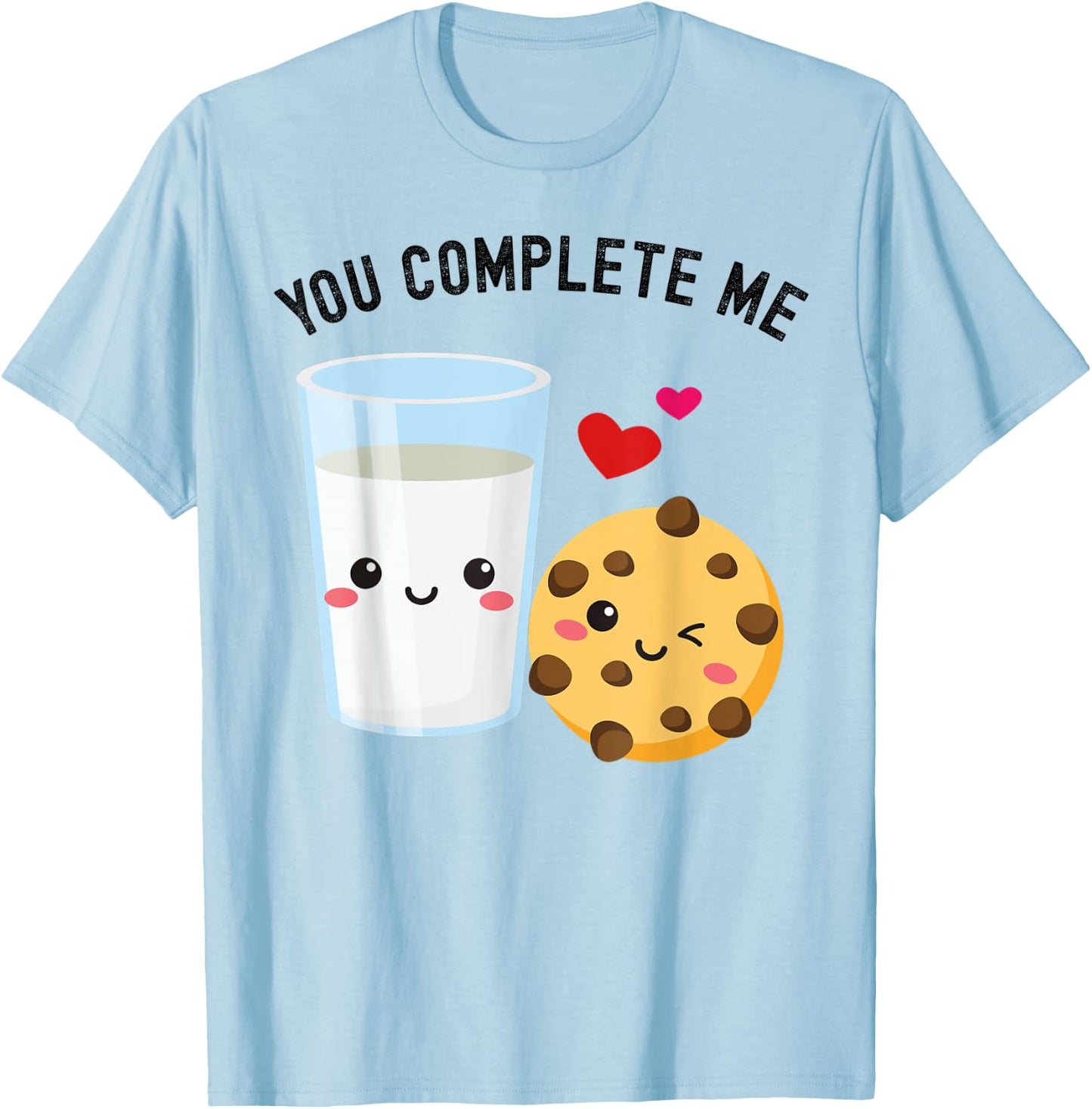 You Complete Me Kawaii Milk and Cookie Best Friend Couples T-Shirt - T-Shirt | Light Blue
