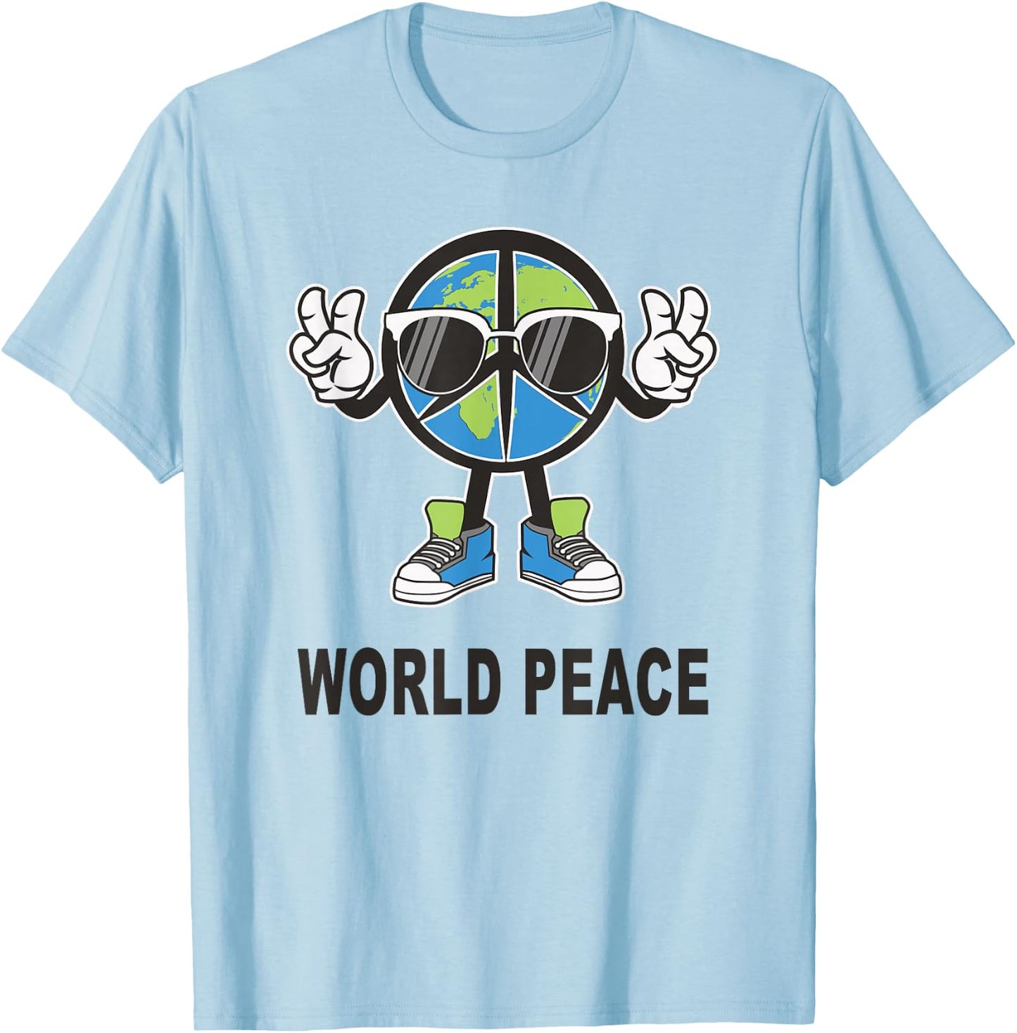 World Peace On Earth Shirt Global Love Peace Sign Funny T-Shirt - T-Shirt | Light Blue