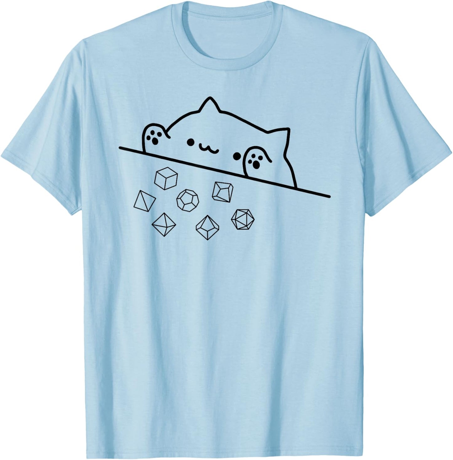 Cat Throwing Rainbow Dice Tabletop RPG T-Shirt - T-Shirt | Light Blue