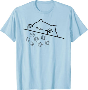 Cat Throwing Rainbow Dice Tabletop RPG T-Shirt - T-Shirt | Light Blue
