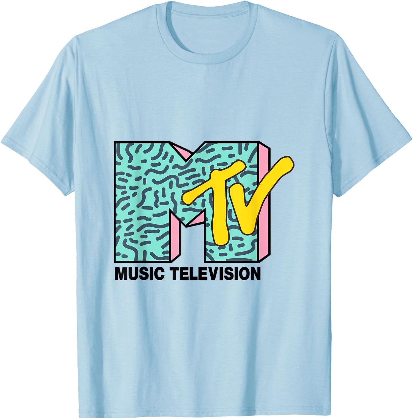 Classic Green And Pink MTV Logo T- Shirts T-Shirt - T-Shirt | Light Blue