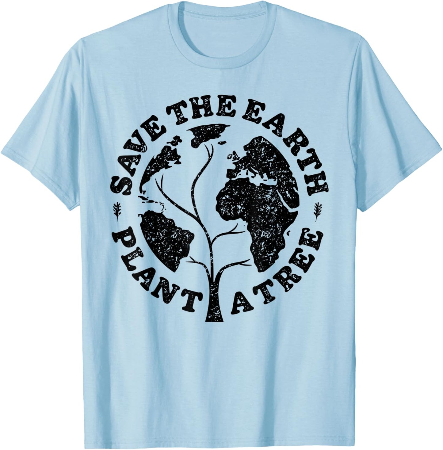 Earth Day Save Earth Plant A Tree Environmental Planet Retro T-Shirt - T-Shirt | Light Blue