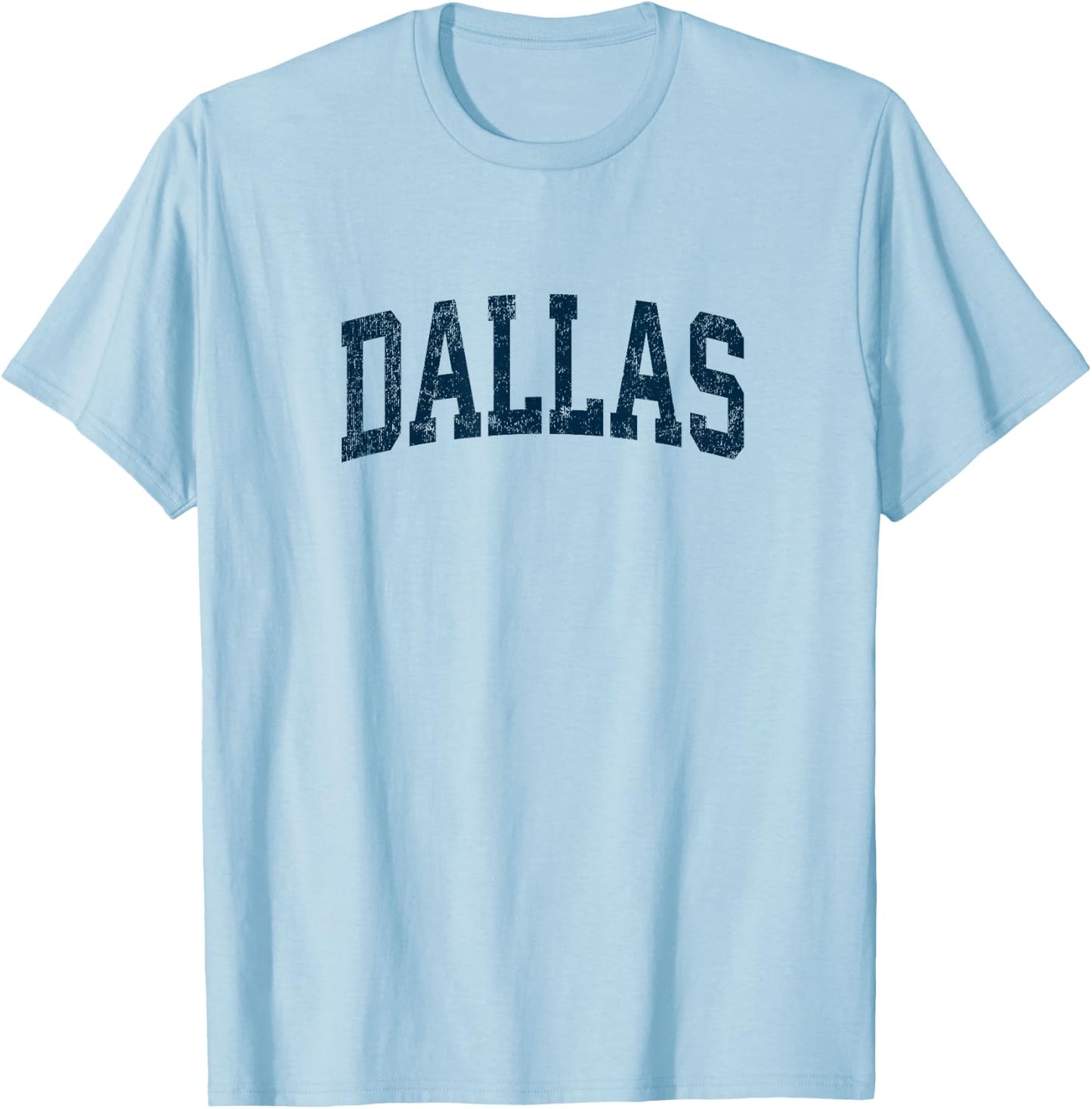 Dallas Texas TX Vintage Athletic Sports Navy Design T-Shirt - T-Shirt | Light Blue