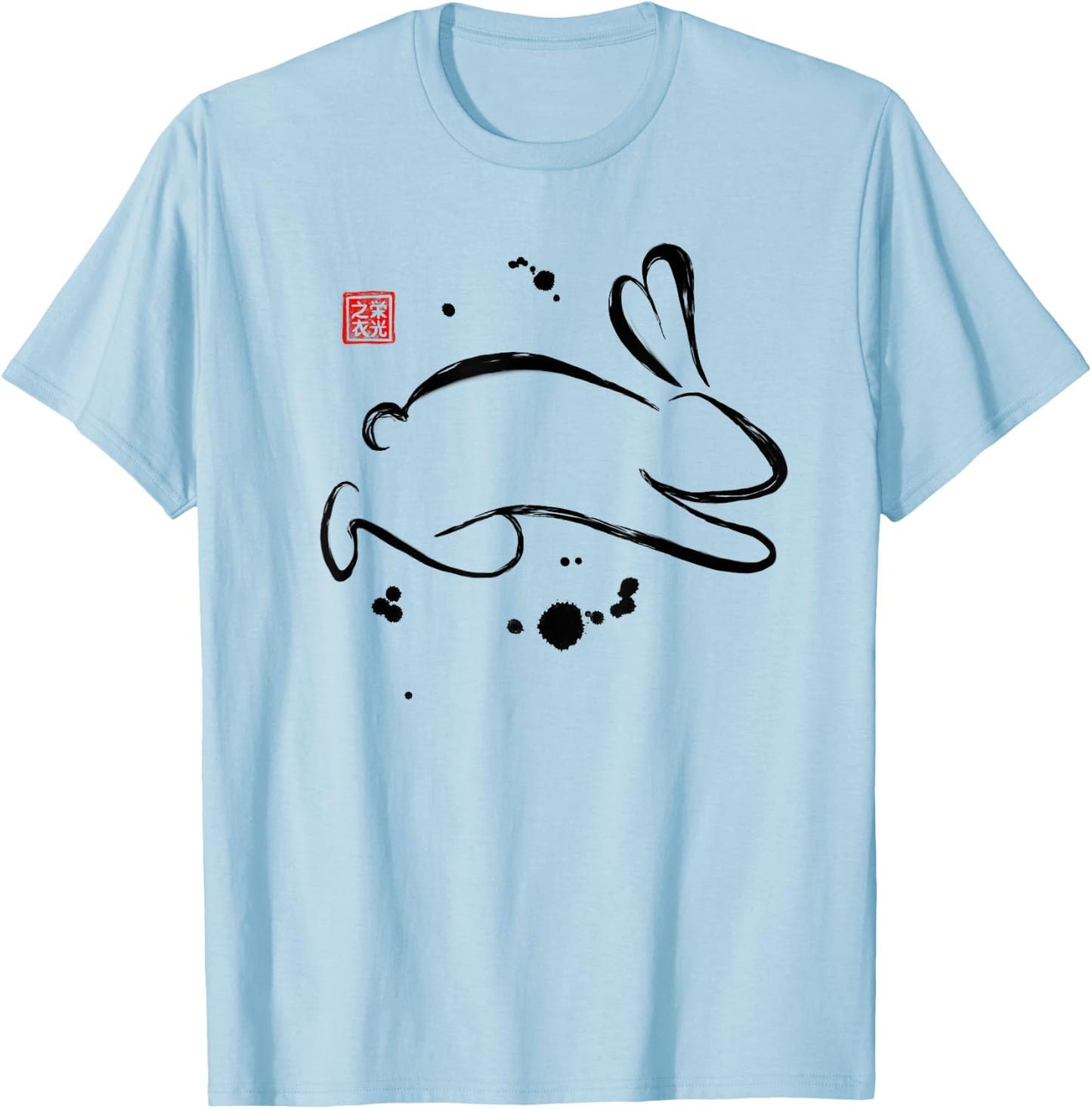 Chinese Zodiac Rabbit Sumi-e - Design T-Shirt - T-Shirt | Light Blue