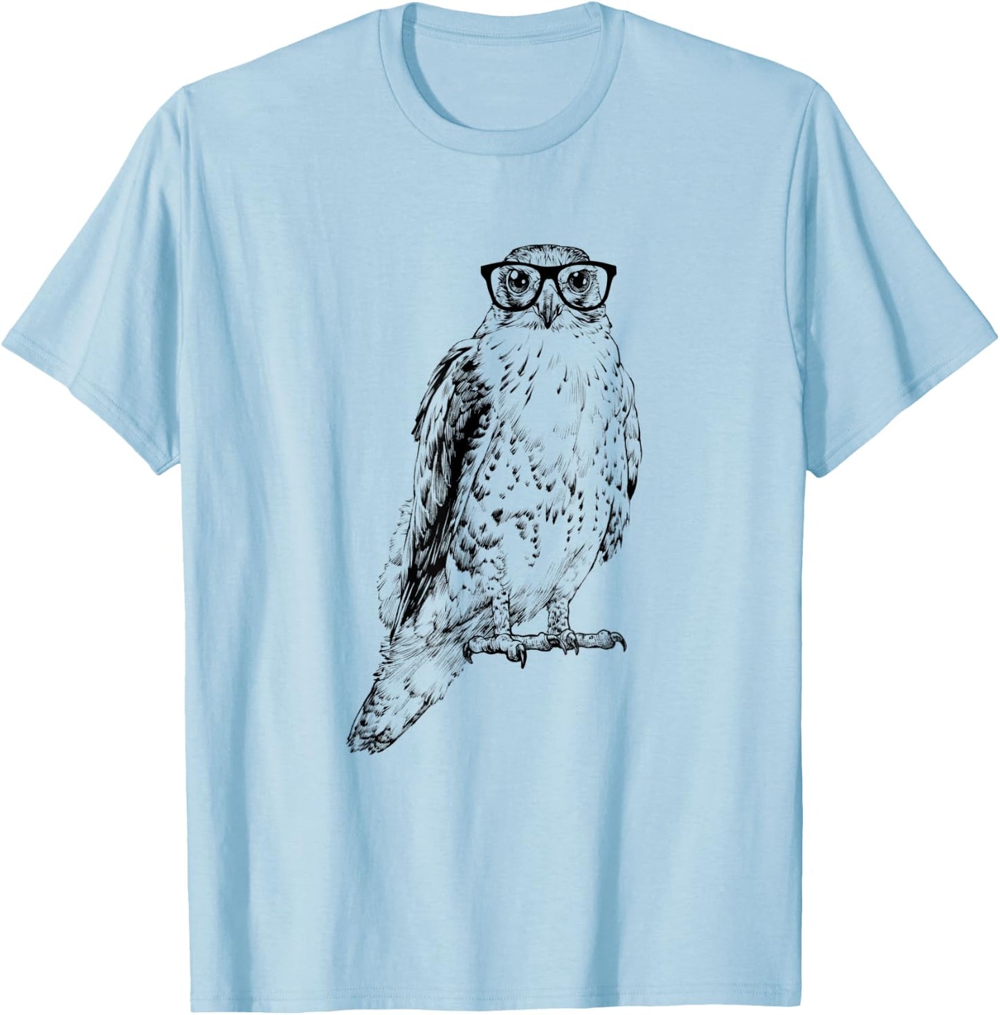 Hipster Hawk in Nerd Glasses Bird Animal T-Shirt - T-Shirt | Light Blue