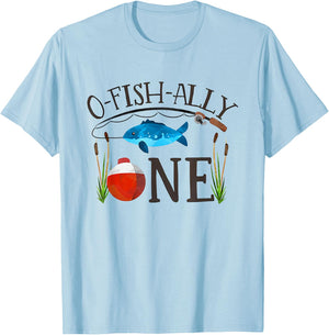 O Fish Ally One 1st Birthday Boy Kids T-Shirt - T-Shirt | Light Blue