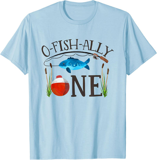 O Fish Ally One 1st Birthday Boy Kids T-Shirt - T-Shirt | Light Blue