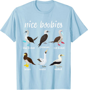 Booby Birds Funny Nice Boobies Galapagos Islands Wildlife T-Shirt - T-Shirt | Light Blue