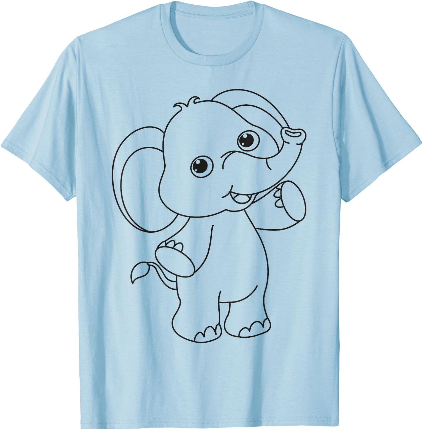 Cute elephant to paint & color for kids T-Shirt - T-Shirt | Light Blue