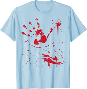 Bloody Handprint Funny Halloween Costume Men Women Kids T-Shirt - T-Shirt | Light Blue