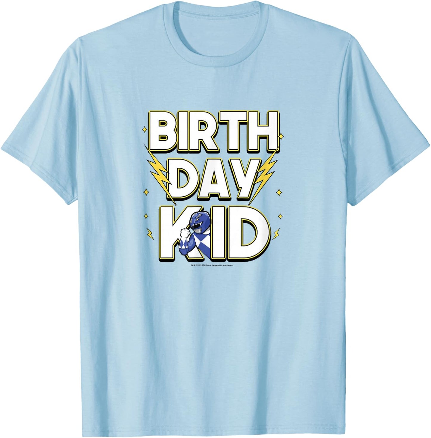 Power Rangers Birthday Kid Electrifying Blue Ranger T-Shirt - T-Shirt | Light Blue