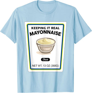 Halloween Matching Costume Real Mayonnaise Bottle Label T-Shirt - T-Shirt | Light Blue