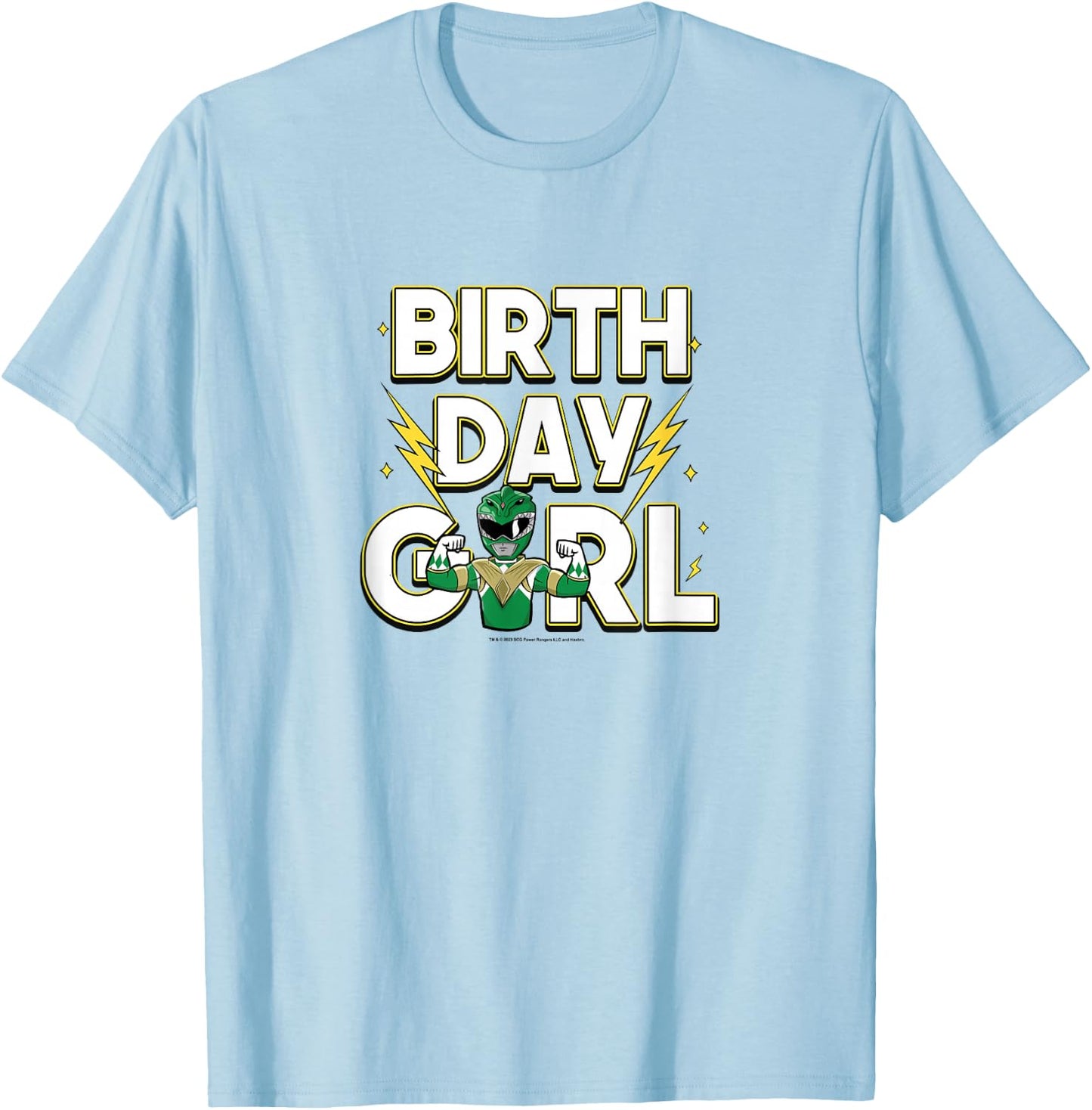 Power Rangers Birthday Girl Electrifying Green Ranger T-Shirt - T-Shirt | Light Blue