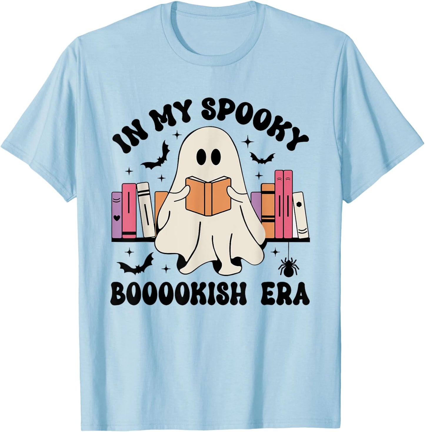 In My Spooky Bookish Era Ghost Books Halloween Reading T-Shirt - T-Shirt | Light Blue