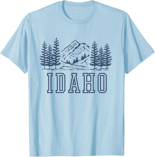 Idaho Vintage Mountain Graphic T-Shirt - T-Shirt | Light Blue