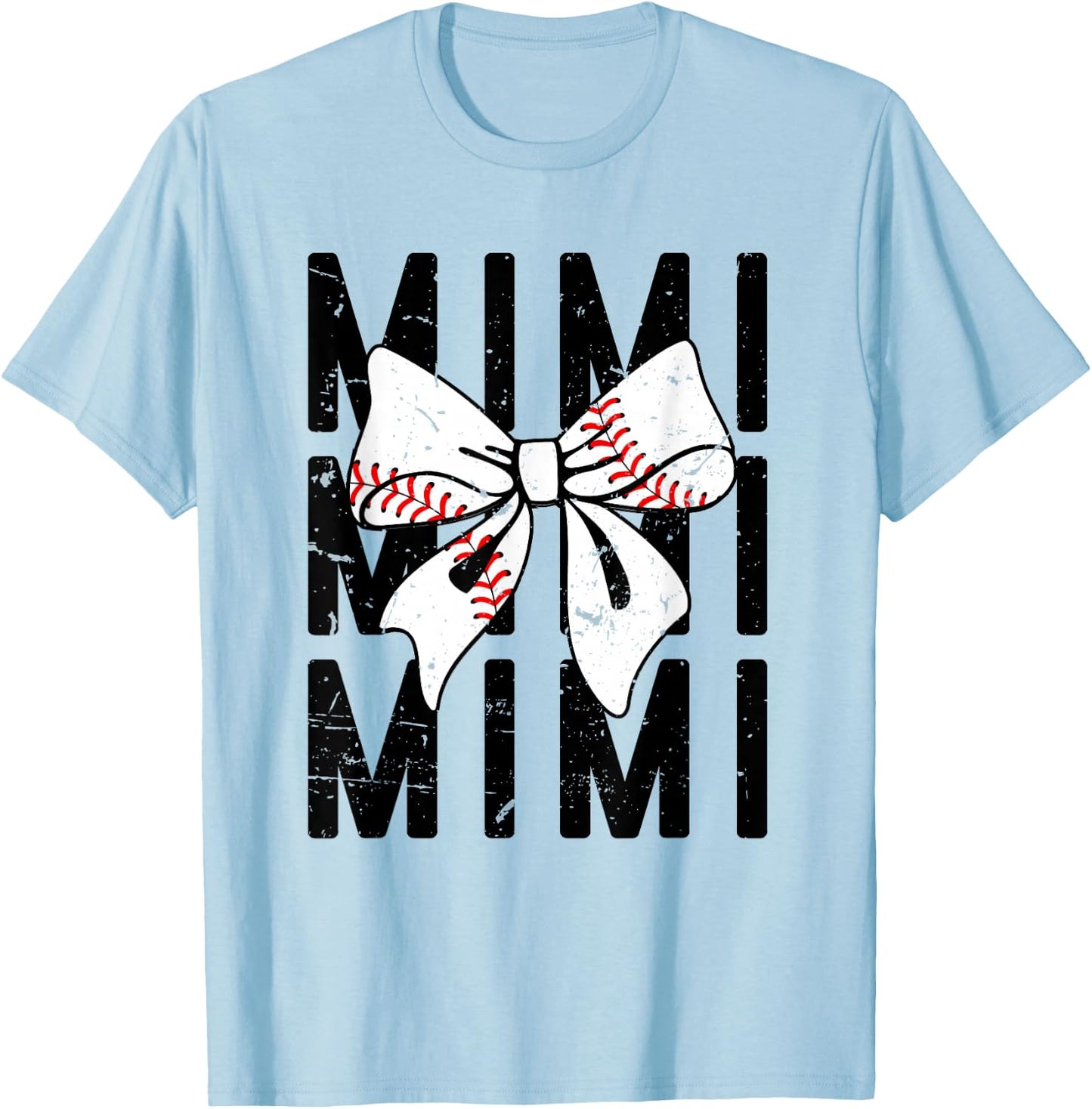 Coquette Baseball Mimi Bow Baseball Grandsons Game T-Shirt - T-Shirt | Light Blue
