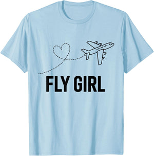 Plane Airplane Flying Aircraft Aviation Fly Girl T-Shirt - T-Shirt | Light Blue