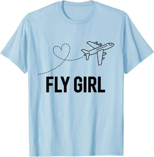 Plane Airplane Flying Aircraft Aviation Fly Girl T-Shirt - T-Shirt | Light Blue