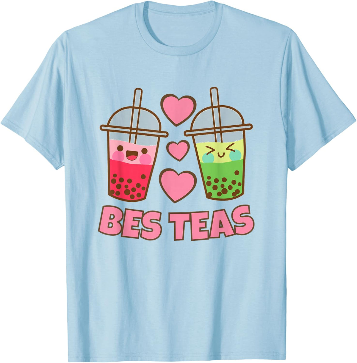 BES Teas Besties Cute Kawaii Bubble Tea Boba Best Friend T-Shirt - T-Shirt | Light Blue